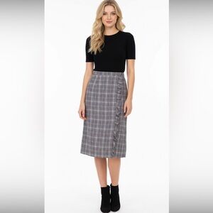 Vintage plaid fringe long skirt size 10P